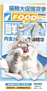 猫粮大促囤货季海报