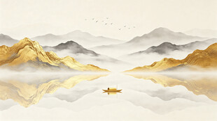 金色山水画