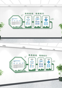 简约绿色企业文化墙