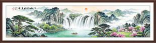 迎客松聚宝盆客厅山水装饰挂画