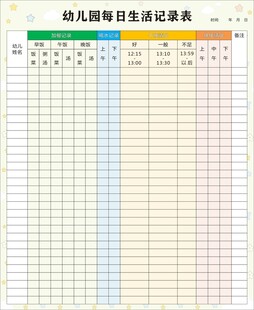 幼儿园每日生活记录表 
