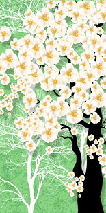 春日白花树写意玄关装饰画
