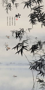 中式水墨竹子玄关装饰画