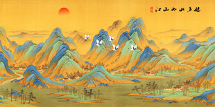 千里江山图背景墙