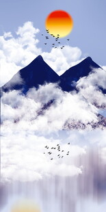 高山日出云海美景玄关图