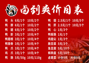 卤味熟食店价目表