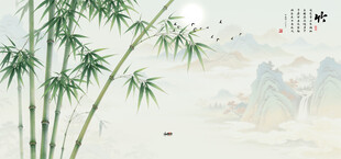 新中式灯箱水墨竹子