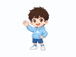 Q版挥手阳光小男孩