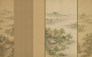 新中式古风宋式美学山水画壁画