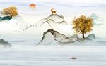 现代简约意境山水发财图片