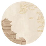 中式楼阁圆形装饰画